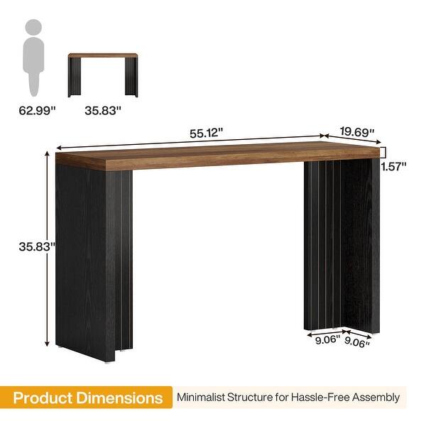 55'' Home Bar Unit, Bar Table with Faux Marble Finished Tabletop