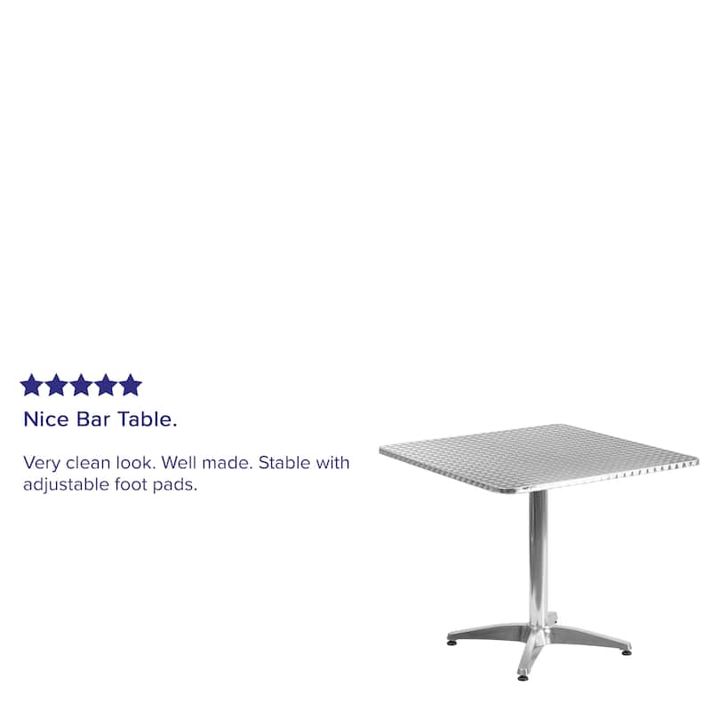 31.5" Square Aluminum Smooth Top Indoor-Outdoor Table with Base
