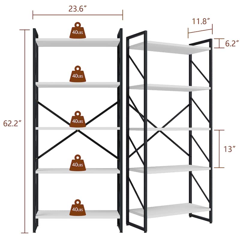 Futzca 5 Tier Storage Bookshelf