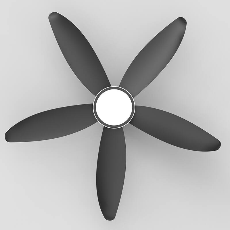 42-inch 5-blade high-airflow easy-install plug-in ABS blade ceiling fan light - Black