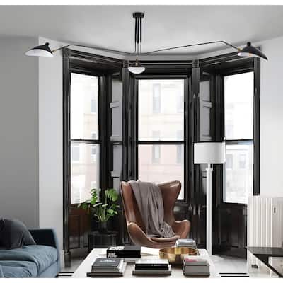 3-Arm Wide Industrial Pivoting Novelty Black Shaded Flush Mount