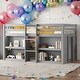 preview thumbnail 2 of 16, Modern Twin Size Kid Low Loft Bed With Two-Tier Shelves And LED Light,Sturdy Construction