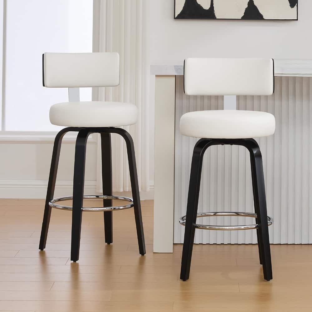 Upholstered Swivel Counter/ Bar Stools with T-Shaped Backrest