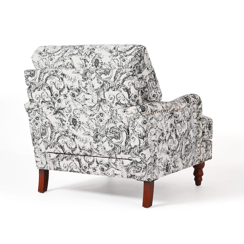 Mid Century Chenille Upholstered Accent Chair with Nailhead Trim