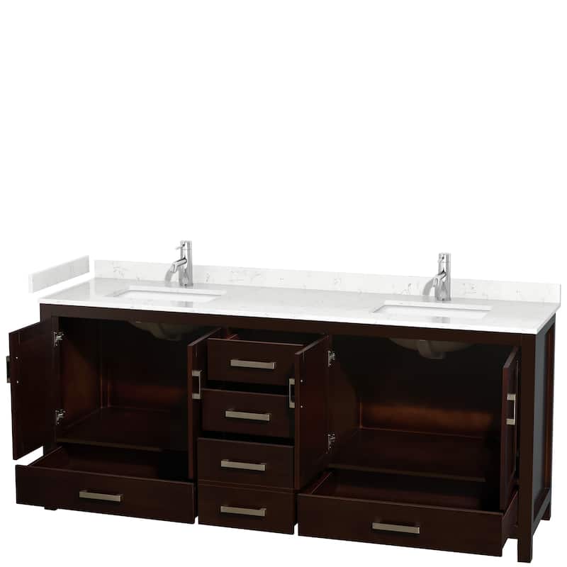 Sheffield Double Bathroom Vanity Set, Cultured Top, No Mirror