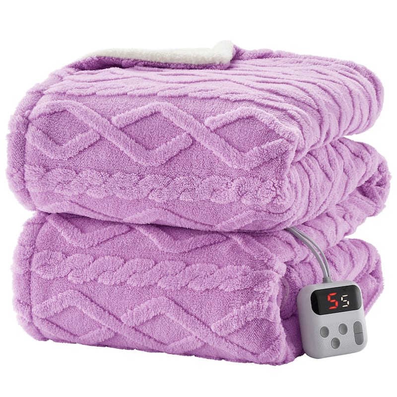 Heated Blanket with 10 Heating Levels and Time Settings, Machine Washable - Purple - Full72"*84"