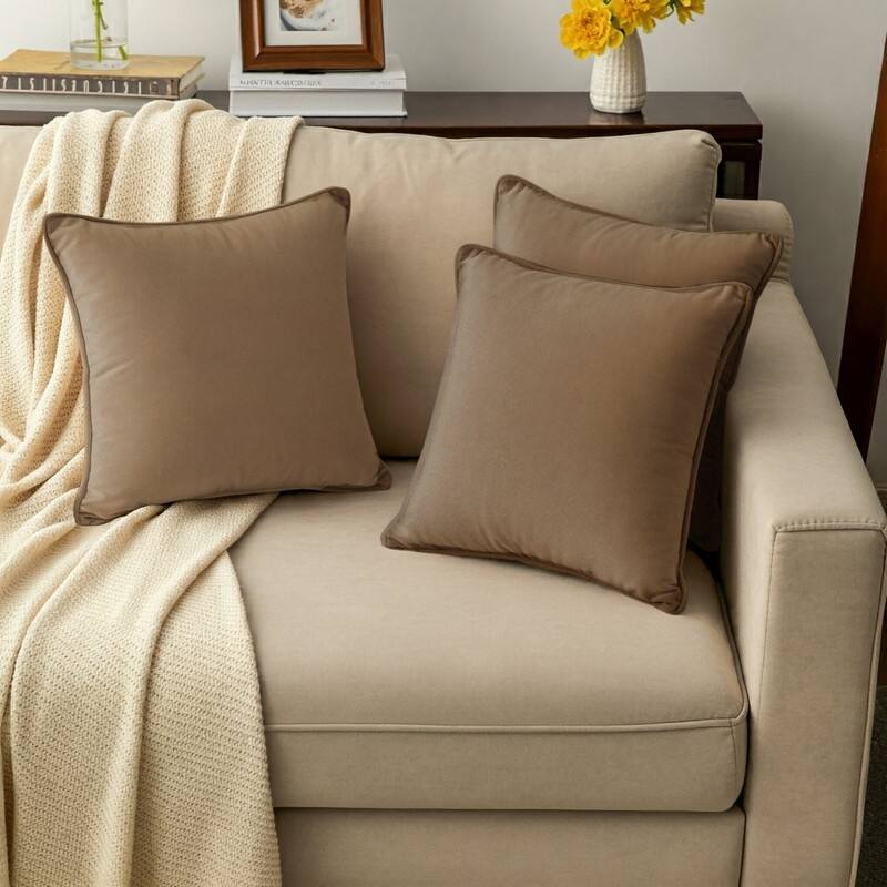 A1HC Set of 2 Luxurious Fine Soft Velvet Throw Pillow Covers Only, For Sofas, Beds, Vibrant Colors and Hidden Zipper