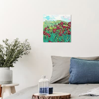 Wynwood Studio Canvas Floral and Botanical Wild Flowers Green and Dark Red Modern & Contemporary Wall Art Canvas Print