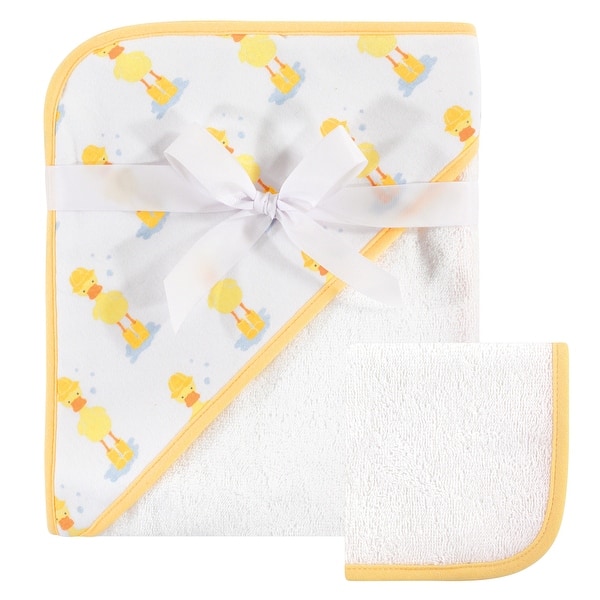 slide 1 of 1, Hudson Baby Infant Cotton Hooded Towel and Washcloth 2pc Set, Duck, One Size - Duck - One Size One Size - Duck
