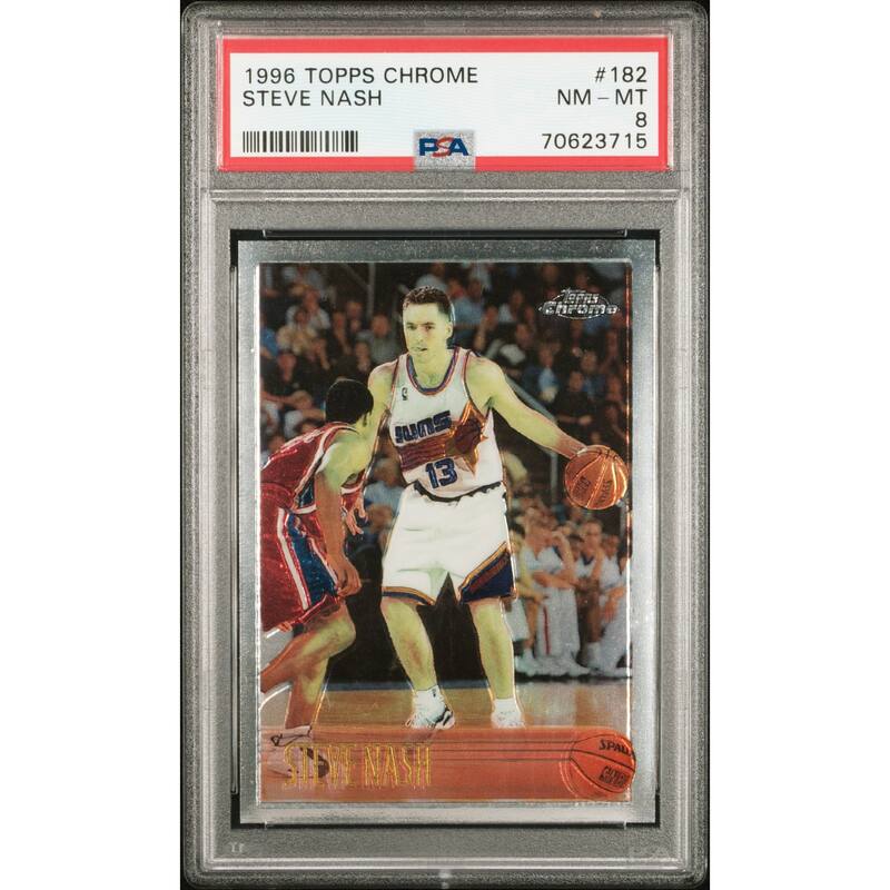 Steve Nash 1996 Topps Chrome Basketball Rookie Card #182 Graded PSA 8 - 8'6" x 11'6"