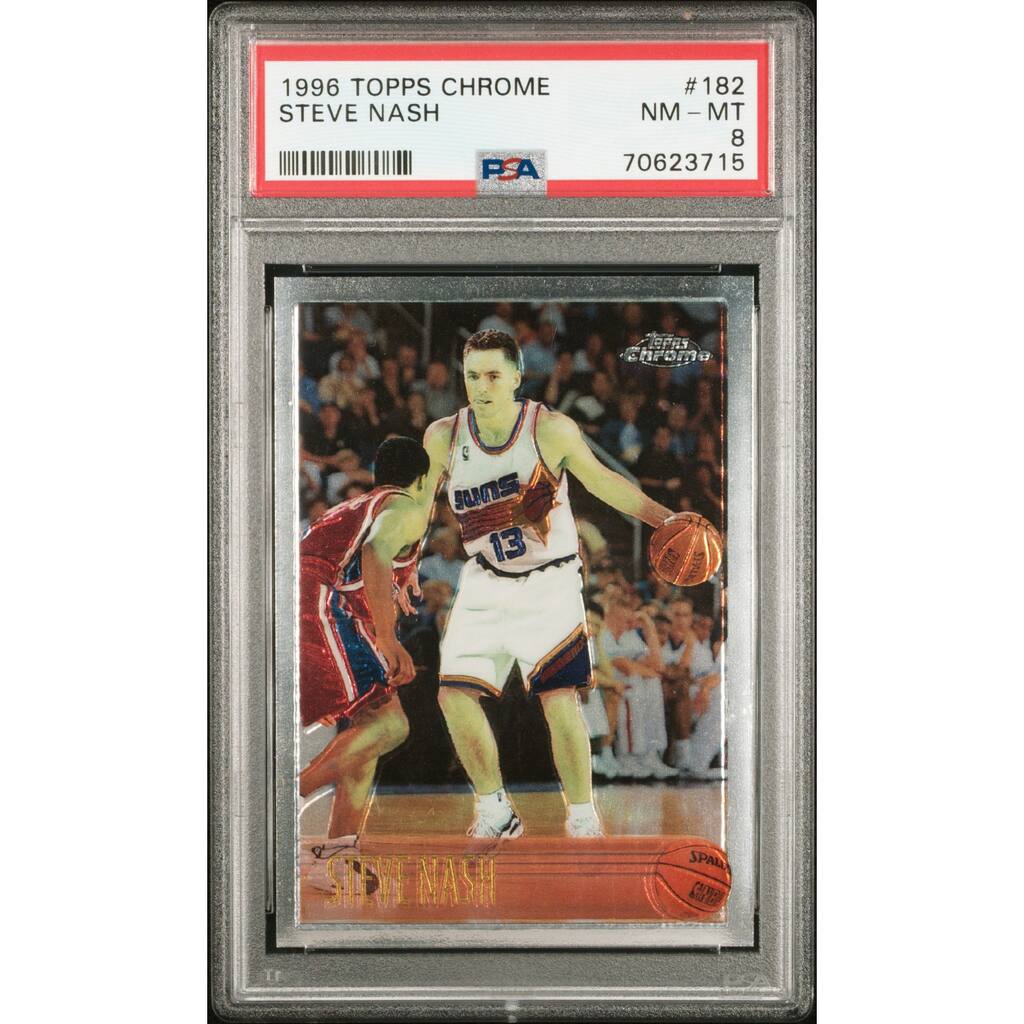 Steve Nash 1996 Topps Chrome Basketball Rookie Card #182 Graded PSA 8 - 8'6" x 11'6"