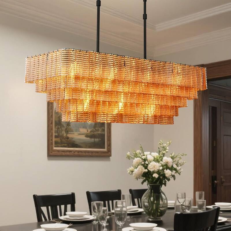 KAYLA Rectangle Ceiling Chandeliers Big Home Decoration Large Hanging Lamps for Dining Room,Pendant Lights