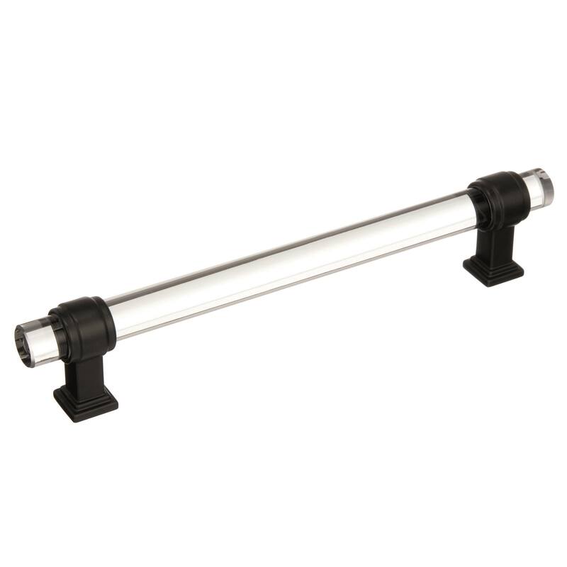 Amerock Glacio Cabinet Door and Drawer Pull - 6-5/16 in (160 mm) Center-to-Center - Clear/Black Bronze