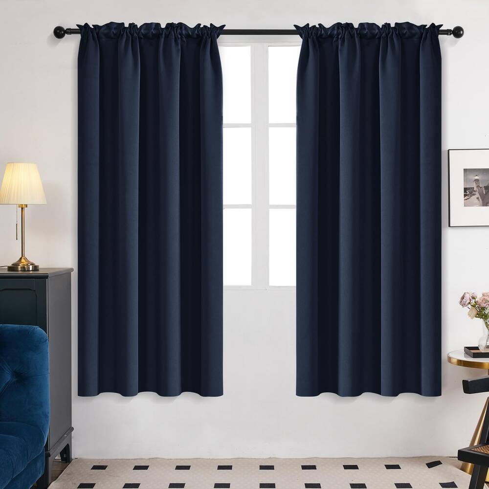 Deconovo Solid Rod Pocket Curtain Panel Pair, Set of 4 Panels