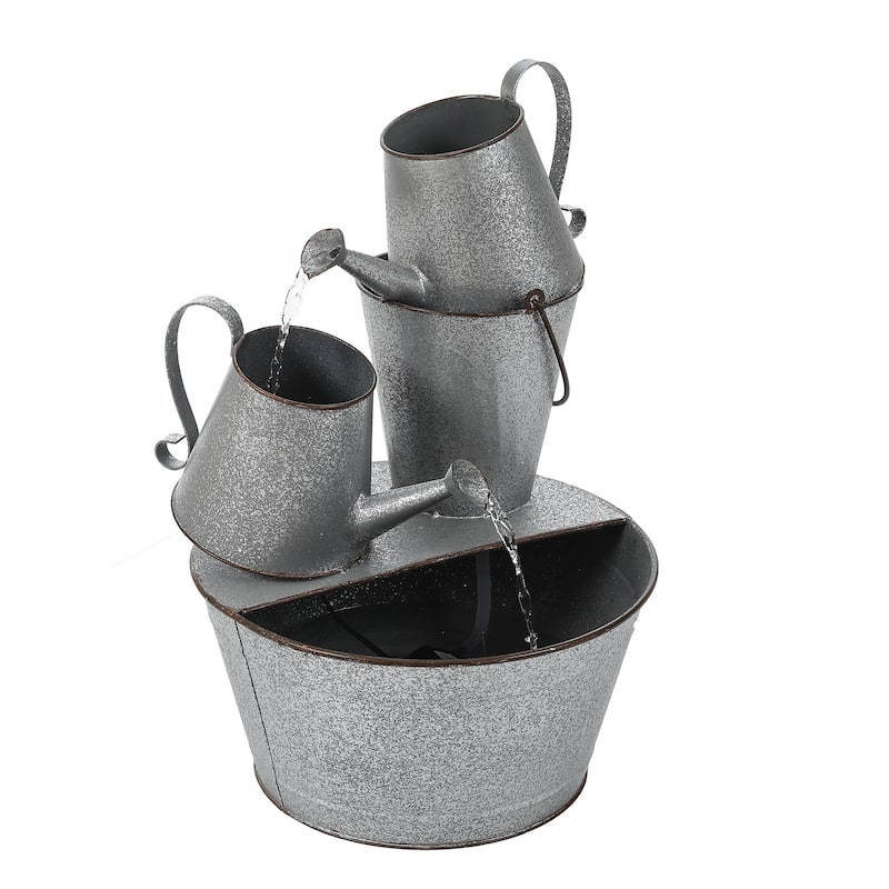 Silver Metal Pitcher Outdoor Fountain
