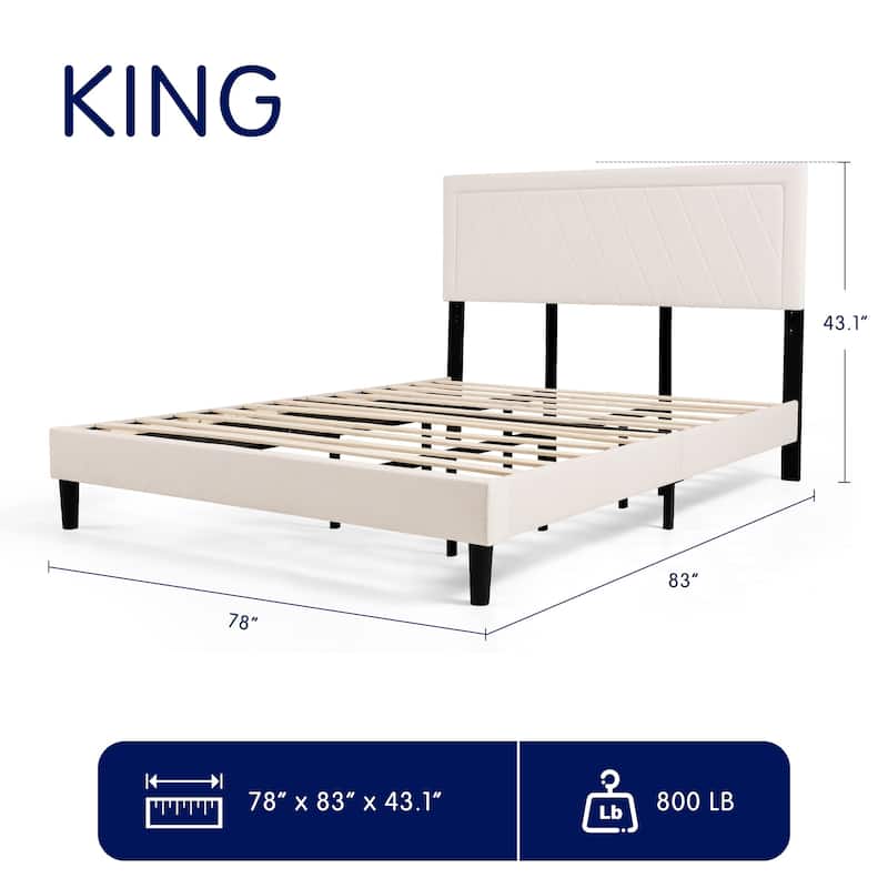 Subrtex Modern Upholstered Bed Frame,Solid wood Platform,No Box Spring Needed