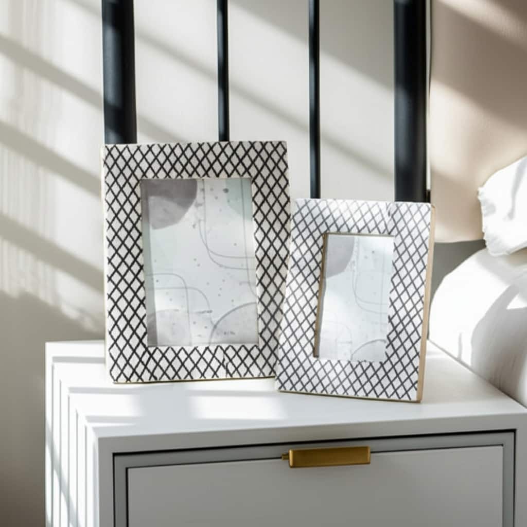 Resin Modern Picture Frame Geometric Design and Textured Detailing