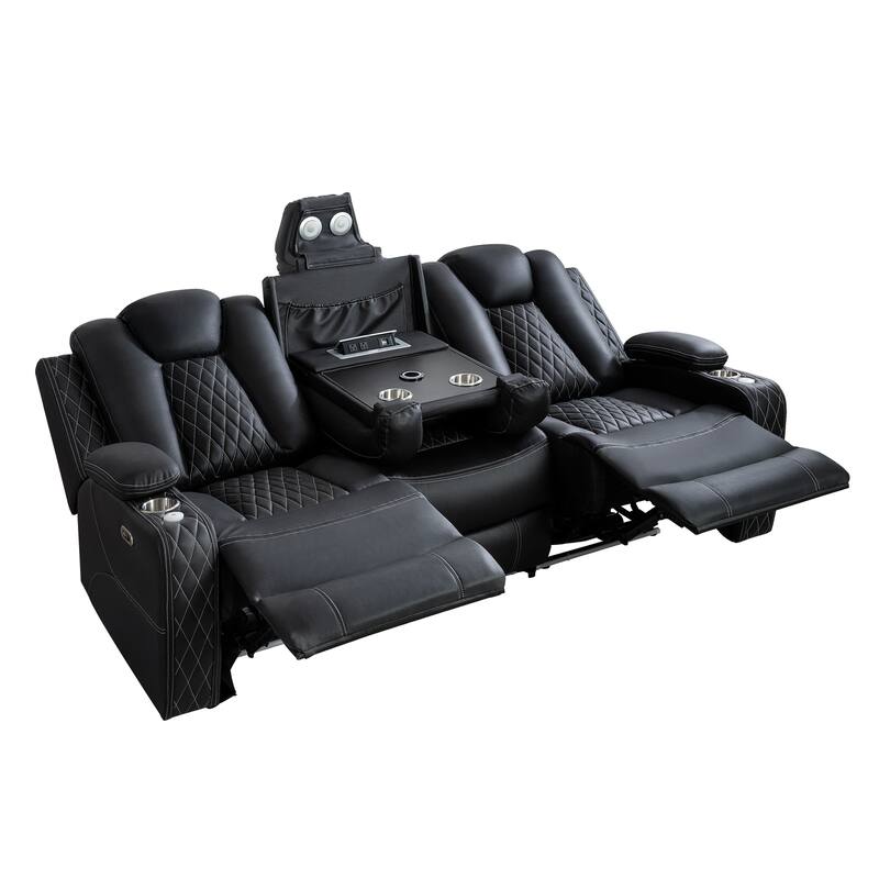 Deluxe Theater-Style Reclining Sofa Set with Power Recline, LED Lights, Wireless Charging and bluetooth Speaker