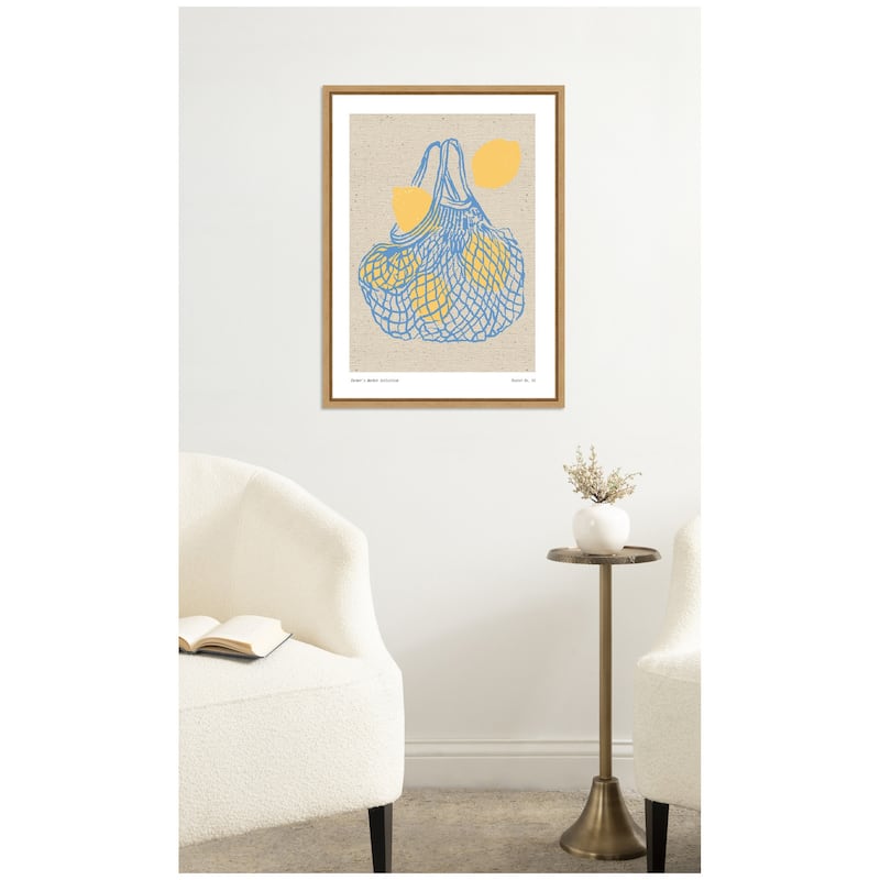 Kate and Laurel Fruit Farmers Market Print No 1 Lemons by The Creative Bunch Studio Framed Canvas Wall Art Print