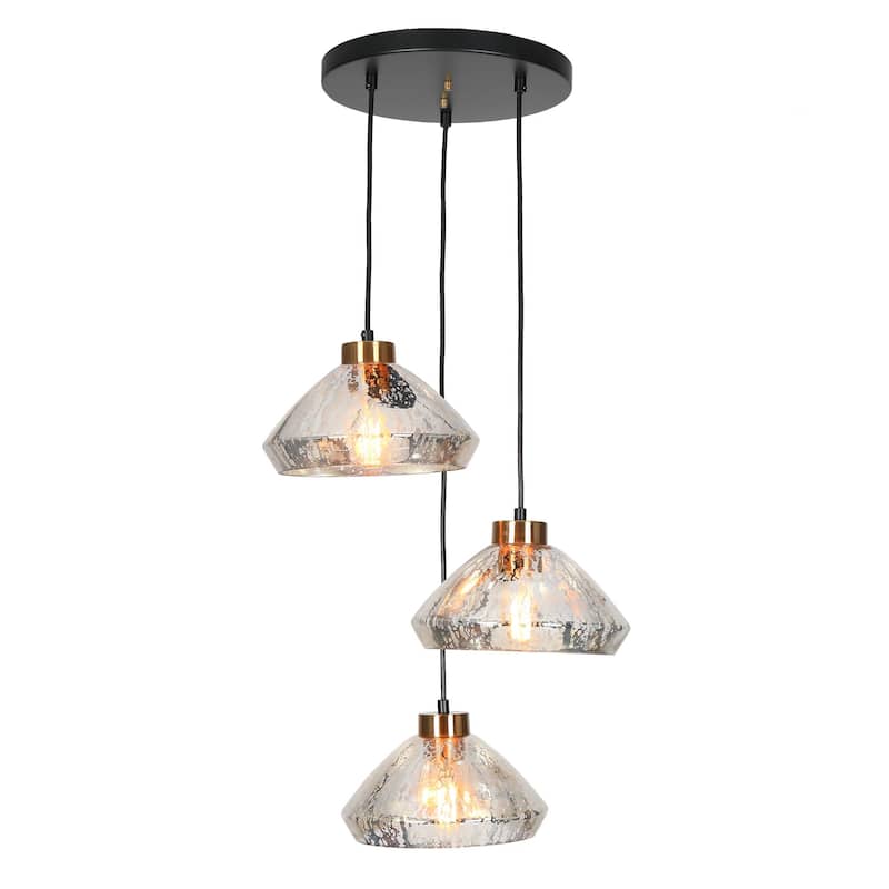 Flyn Modern 3-Light Cluster Pendant Light Glass Chandelier for Dining Room - D 17.7" x H 6.3"