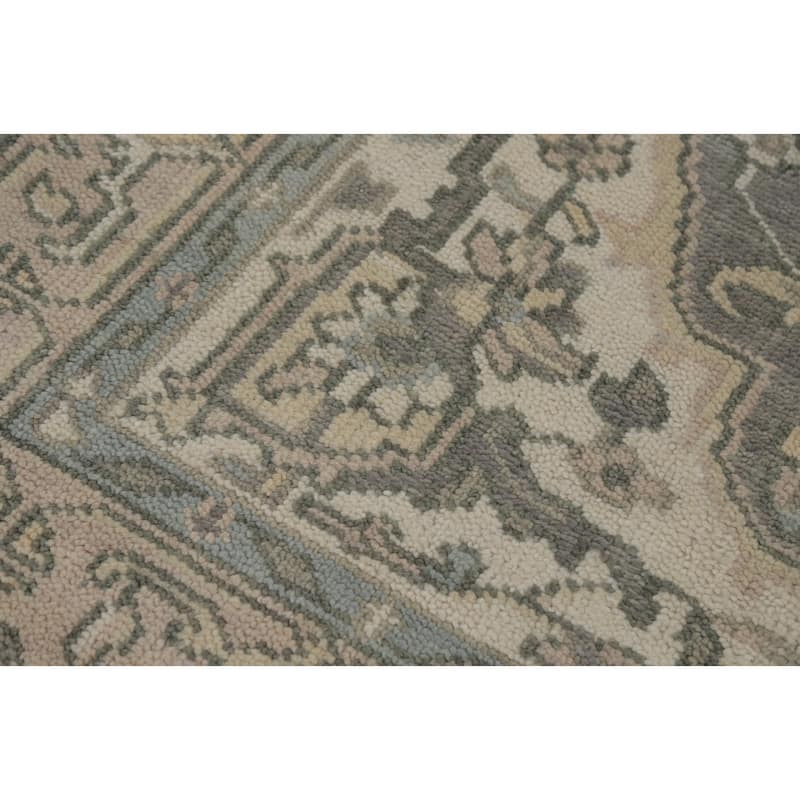 Transitional Gray Oushak Area Rug Handmade Wool Carpet - 5'11" x 8'11"