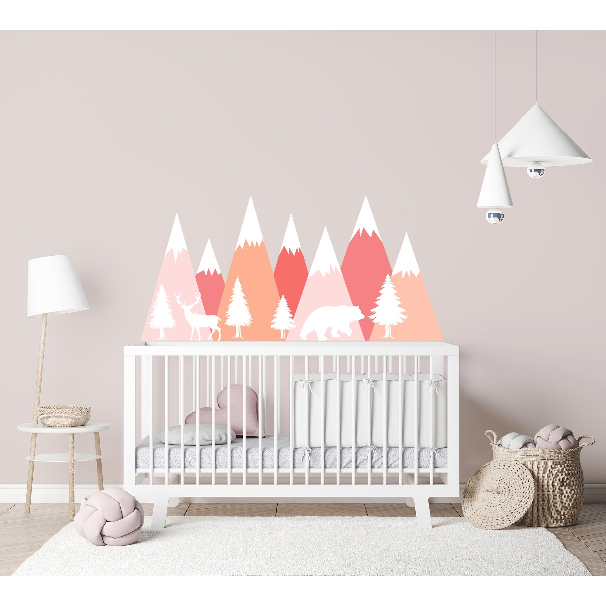 Mountains Wall Decal Woodland Nursery Girl Wall Decor Bed Bath