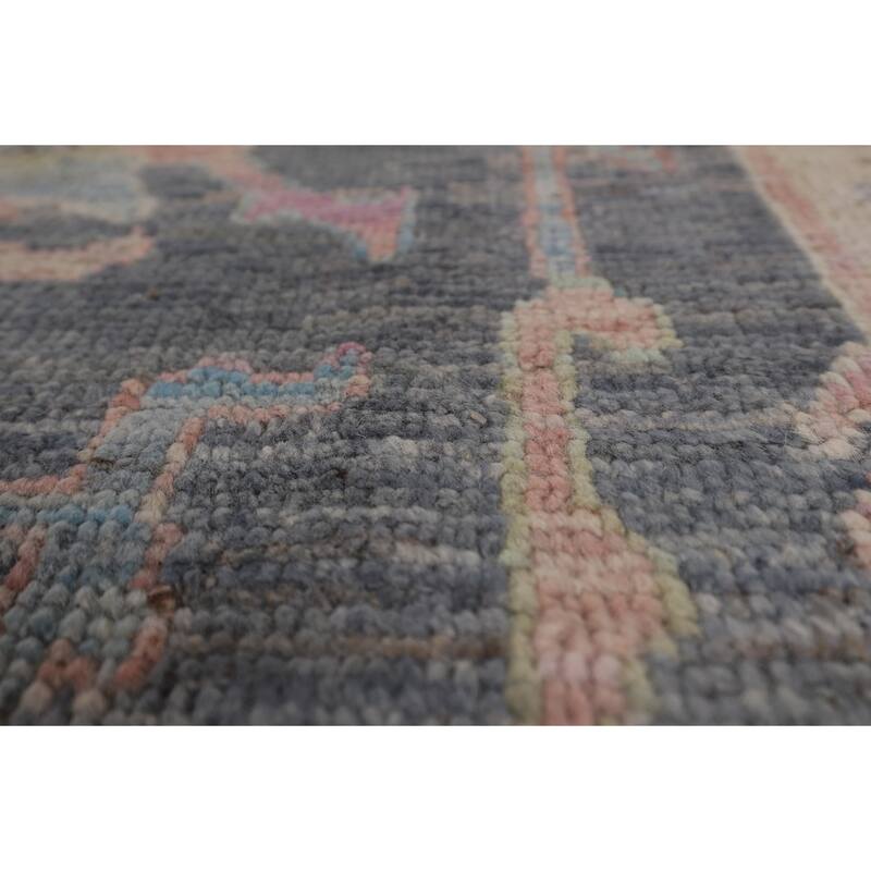 Vegetable Dye Oushak Turkish Runner Rug Handmade Wool Carpet - 2'11"x 8'10"