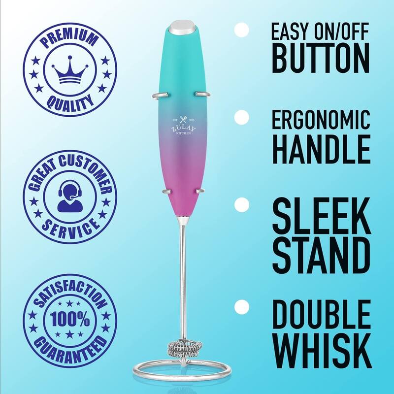 Zulay Kitchen Double Whisk Milk Frother Handheld Mixer