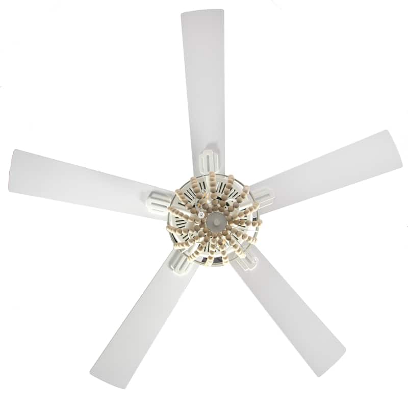 The Curated Nomad Delilah 52-inch Cream Wood Chandelier LED Ceiling Fan