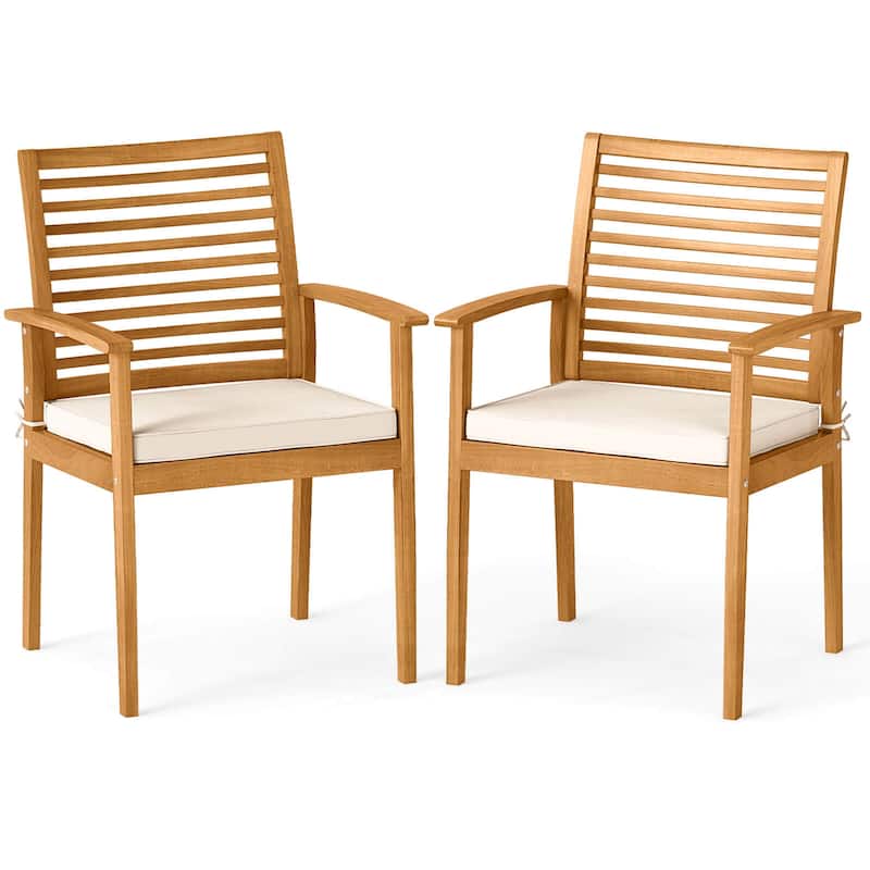 Costway Patio Dining Chairs Set of 2with Removable Padded Cushion