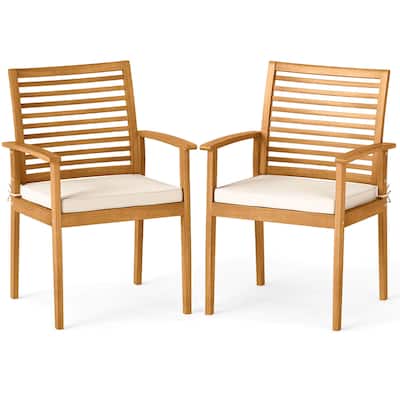 Costway Patio Dining Chairs Set of 2with Removable Padded Cushion