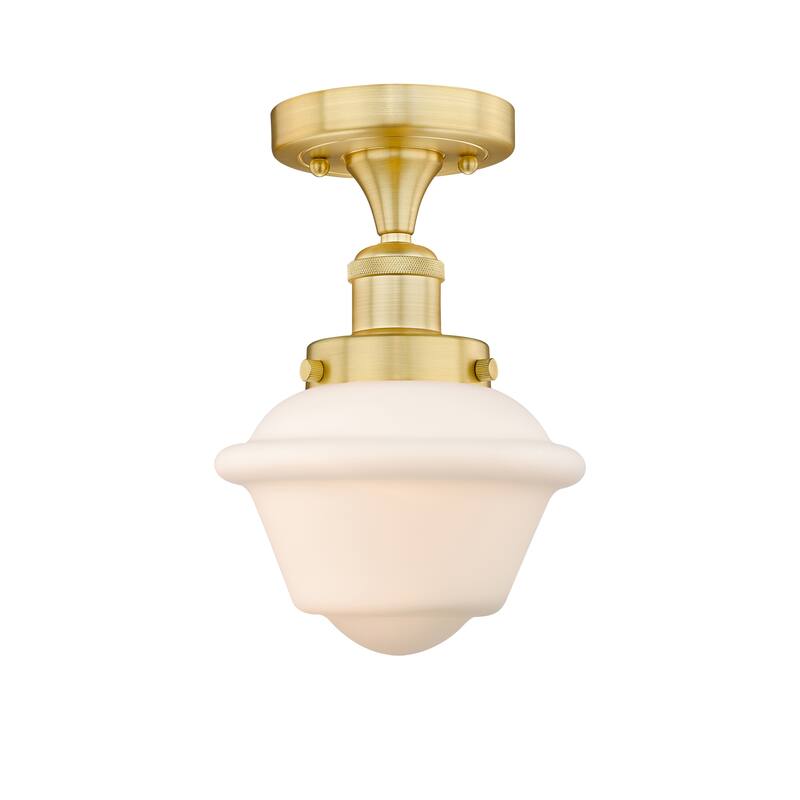 Innovations Lighting Oxford - 1 Light 7" Semi-Flush Mount - Satin Gold/Matte White