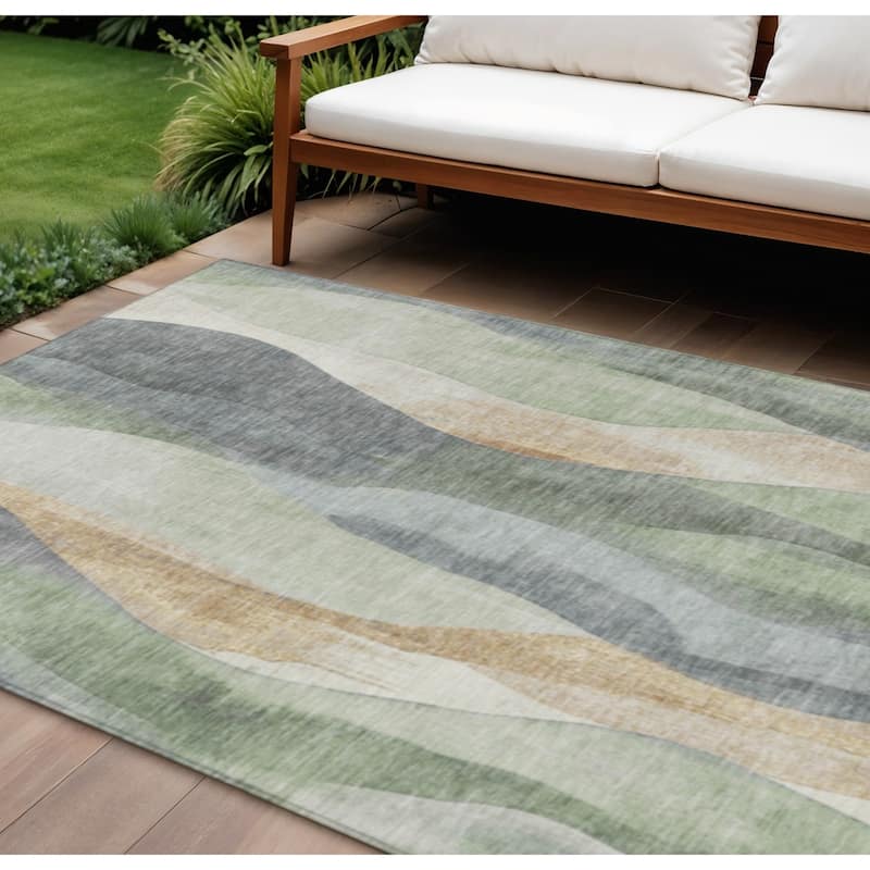 HomeRoots Abstract Transitional Rectangle Outdoor Rug - 10' X 14'