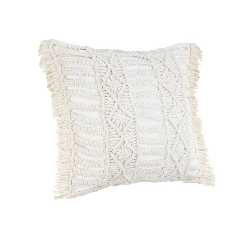 Sevita Hand Made Macrame Indoor Outdoor Throw Pillow