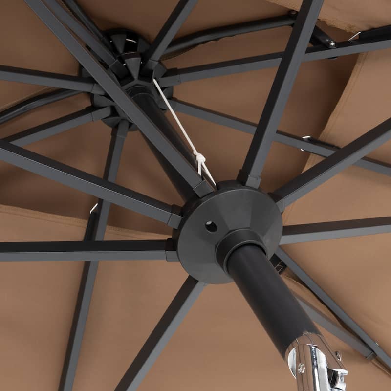 VredHom 10 x 6.5 Ft Double Top Market Patio Umbrella with Tilt-and-Crank