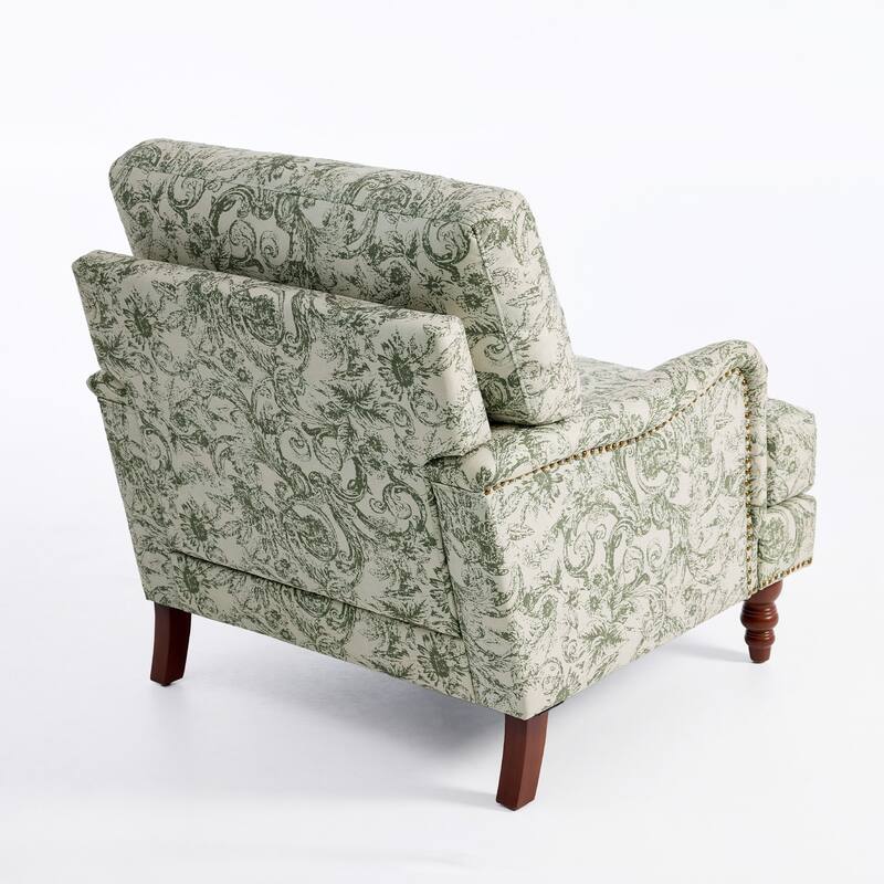 Mid Century Chenille Upholstered Accent Chair with Nailhead Trim