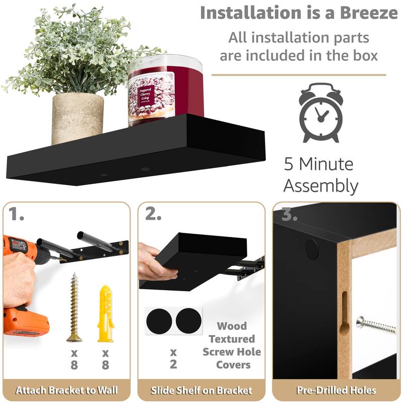 Sorbus Floating Shelves for Wall Set of 3 - 16"L X 5.5"W X 7.75H