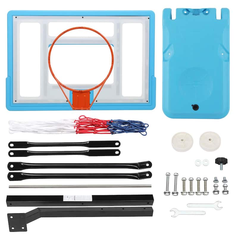 Height Adjustable Poolside Basketball Stand Hoop, for Kids Youth Adult, Blue