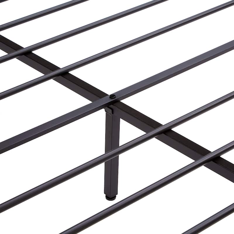 Full Size Metal Platform Bed Frame with Headboard and Footboard with USB Liner, No Box Spring Needed, Large Under Bed Storage