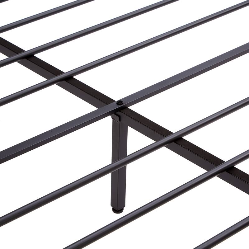 Stylish Metal Bed Frame with Wooden Headboard & Under Bed Storage