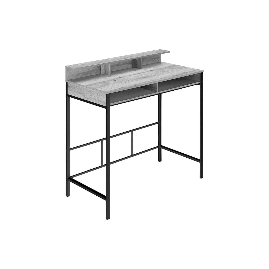 Computer Desk, Home Office, Standing, Storage Shelves, 48"l, Work, Laptop, Grey Laminate, Black Metal, Contemporary, Modern
