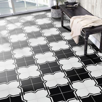 Handmade Marakech in Black and White Tile, Pack of 12 (Morocco)