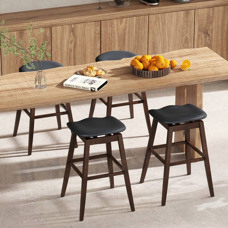 Gymax Set of 4 Swivel Bar Stools 31'' Bar Chairs w/ Padded Contoured