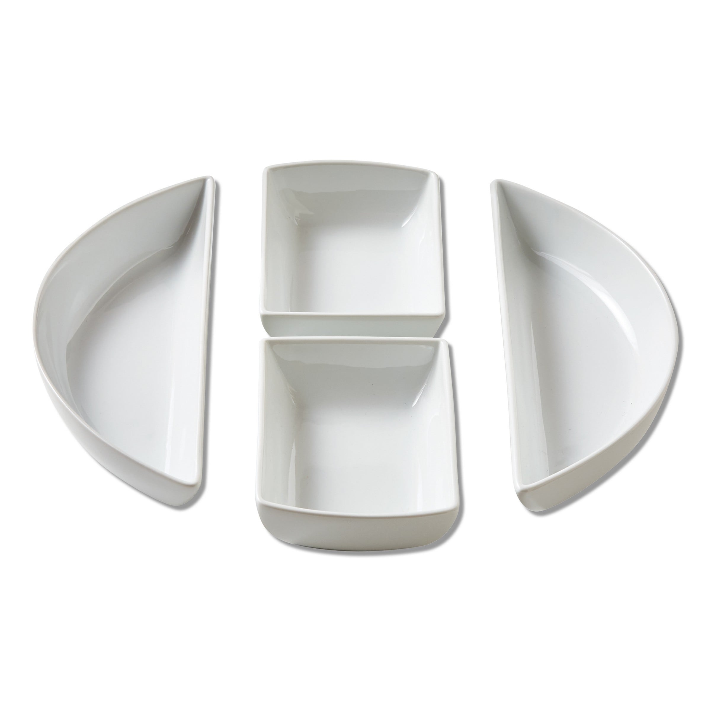 Whiteware Modular 4 Piece Porcelain Dinnerware Serving Set, 13.0L x 4.5W x 1.9H, Dishwasher Safe