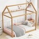preview thumbnail 2 of 25, Twin Size Sturdy Durable Wooden House Bed, Wood Color