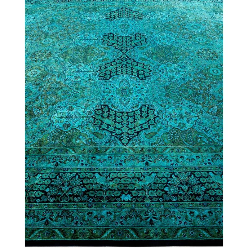 Overdyed, One-of-a-Kind Hand-Knotted Area Rug - Blue - 9' 3" x 16' 0"