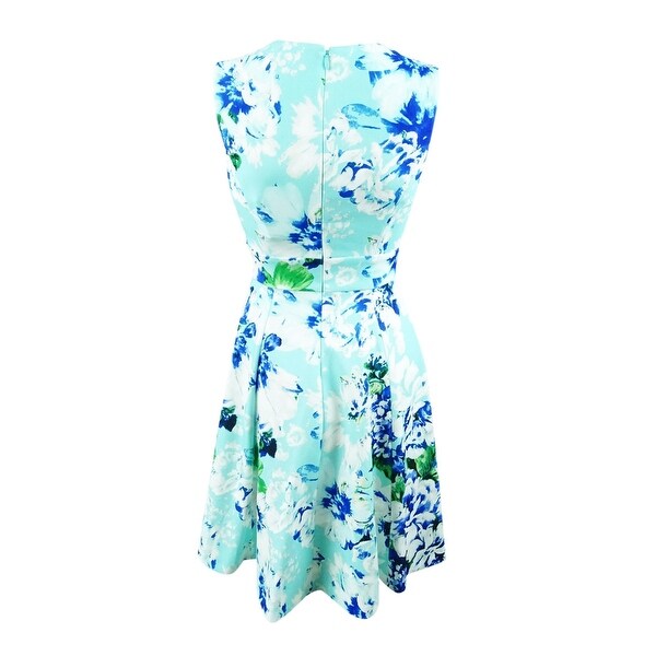 calvin klein floral print fit and flare dress
