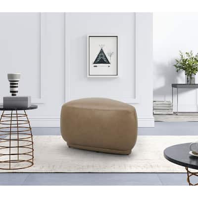 Divani Casa Kinsey Modern Tan Leather Small River Rock Ottoman