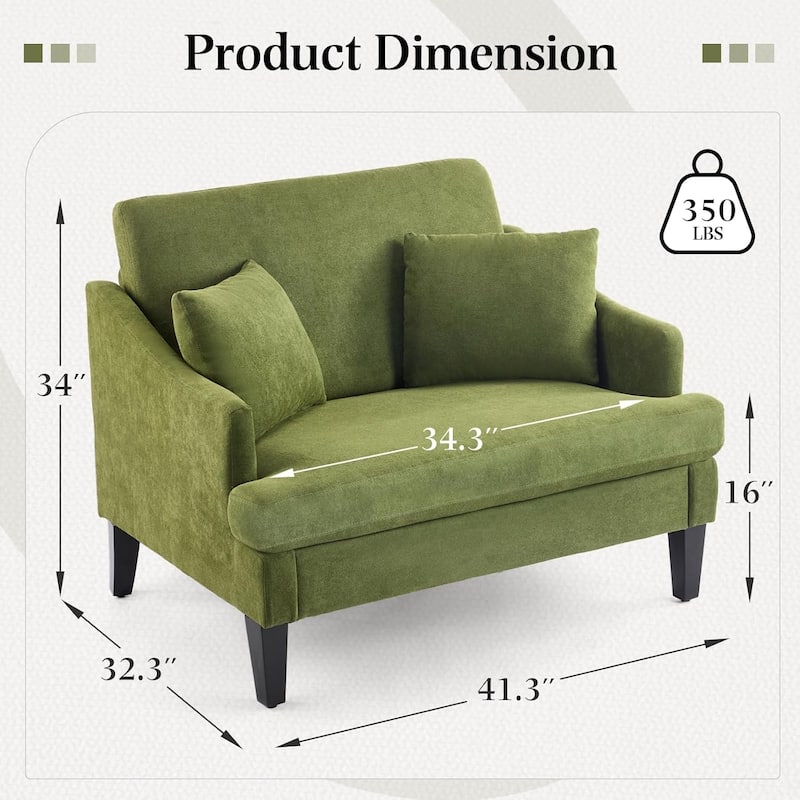 Bezseller Modern Oversized Accent Chair, 33.5'' Wide Seat Upholstered Armchair with Wood Legs and 2 Pillows