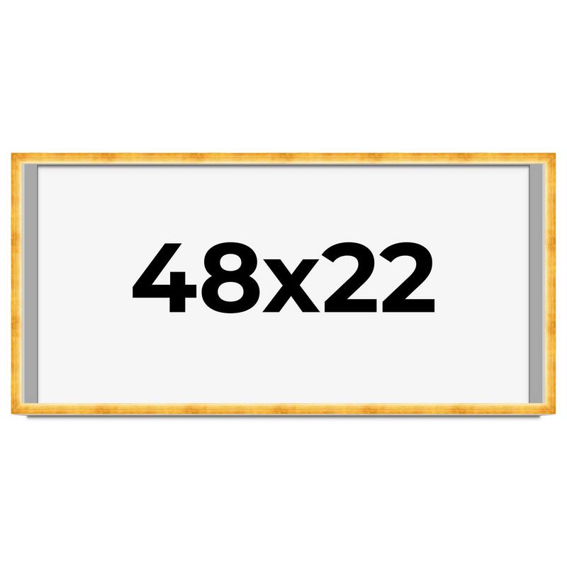 48x22 Shadow Box Frame Gold | 1.625 Inches Deep Real Wood Traditional